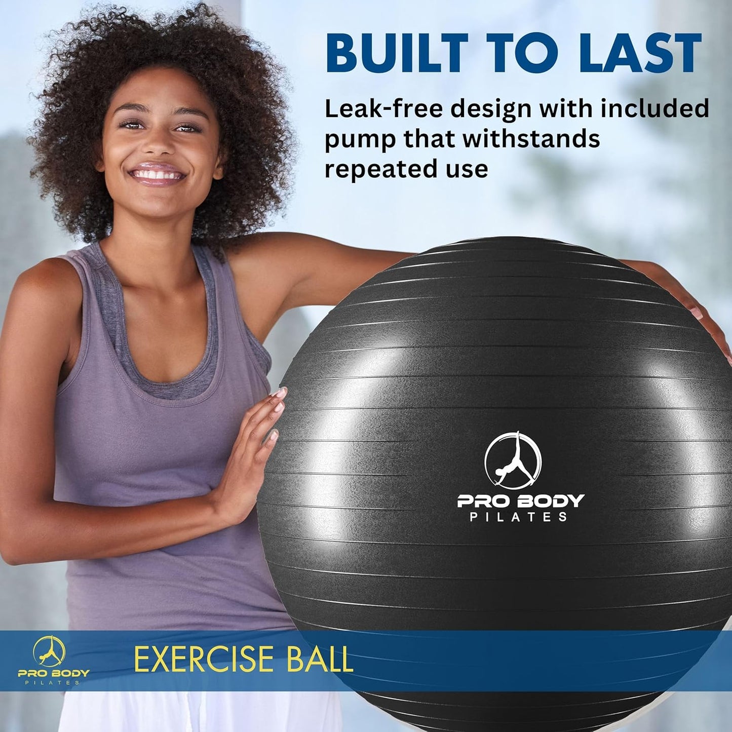 Exercise Ball - Multiple Sizes Gym Grade Balance Ball for Fitness, Yoga, Workout, Pregnancy & Physical Therapy